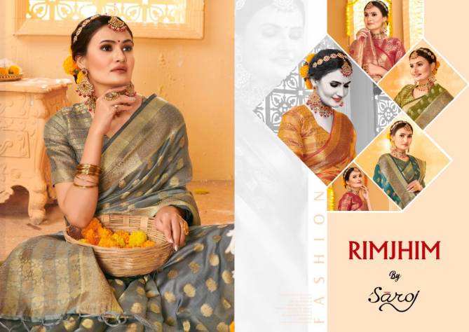 Saroj Rimjhim Latest Festive Wear Designer Fancy Organza Silk Saree Collection